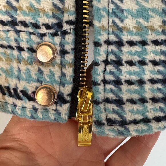 Bogey Boys Blue Black Ivory Sage Green Hounds Tooth Weekend Golf Jacket Size L - Picture 4 of 16